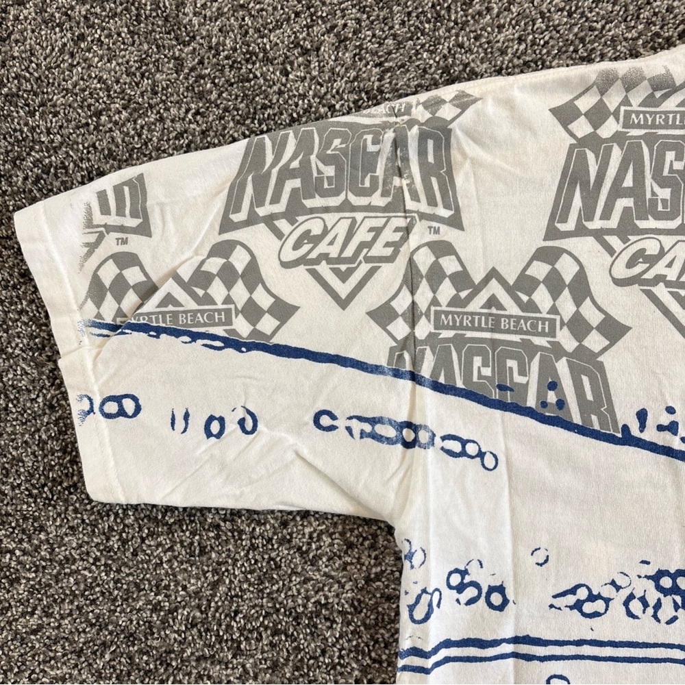 Vtg NASCAR Cafe Myrtle Beach Racing All Over Print 2 Sided T Shirt Size Large - Picture 7 of 11